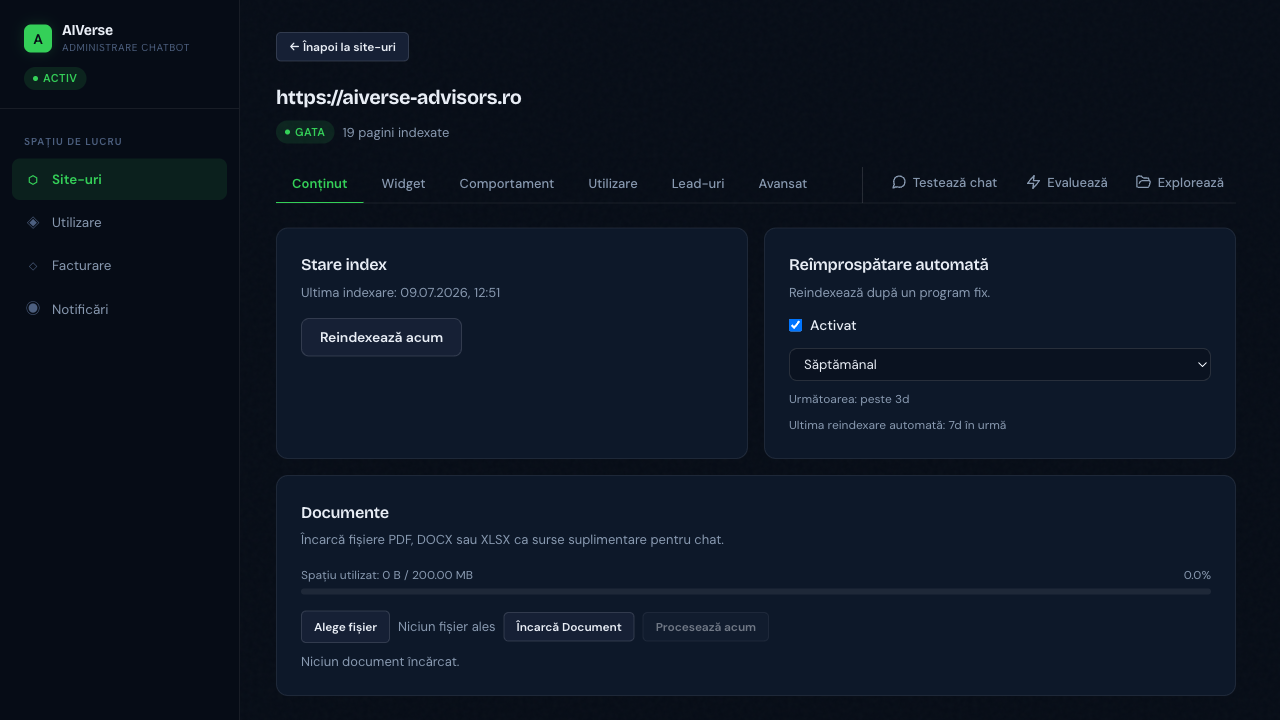 PageHerald admin dashboard listing a connected website
